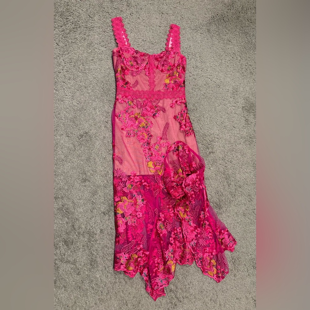 Bronx And Banco New Eva Midi Gown In Fuchsia Size M - Picture 8 of 16